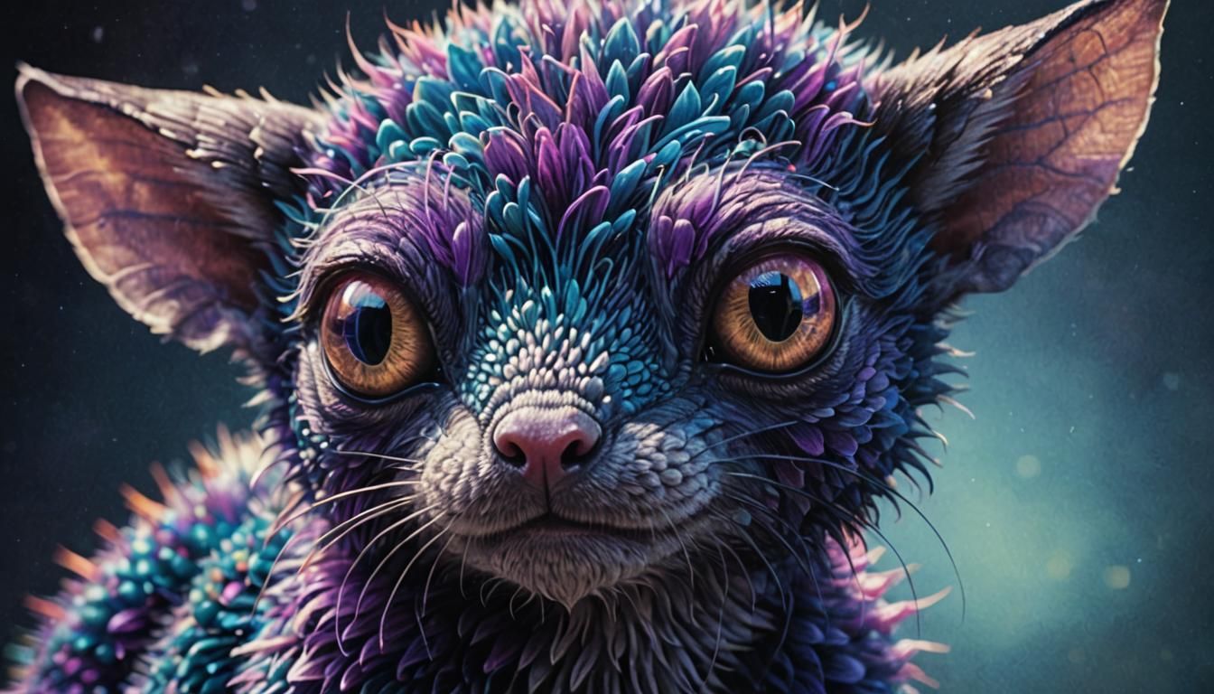 Microscopic Creature in Naive Colored Pencil Style