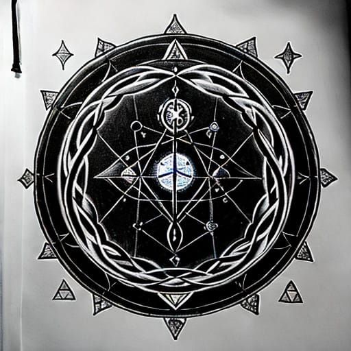 Gemini Witch with Compass Tattoo