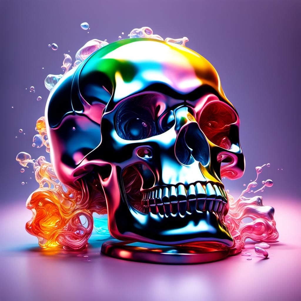 Hyperrealistic Jelly Skull Sculpture in Splash Art Style