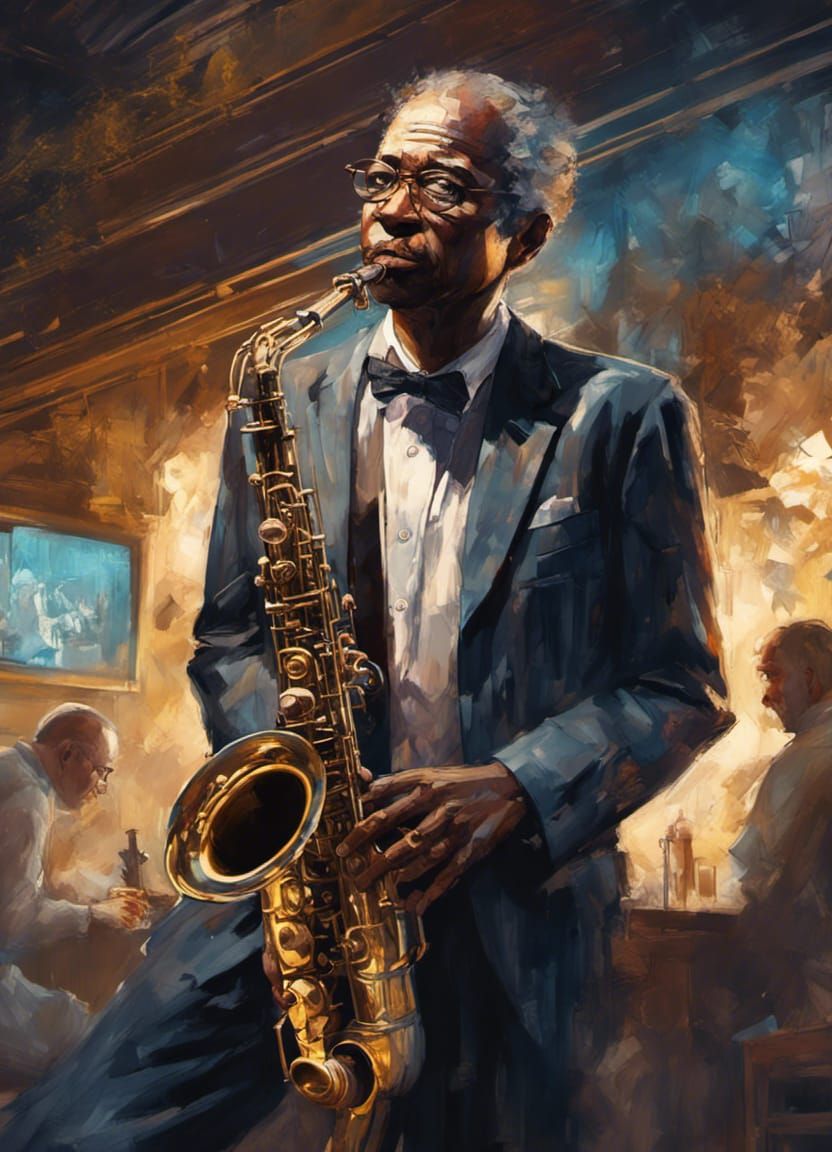 Saxophonist in jazz club