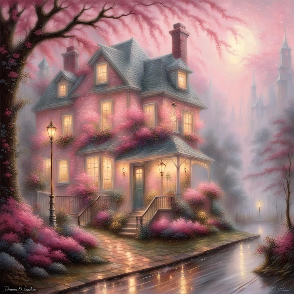 Raining Pink Stars: Ethereal Fantasy Landscape