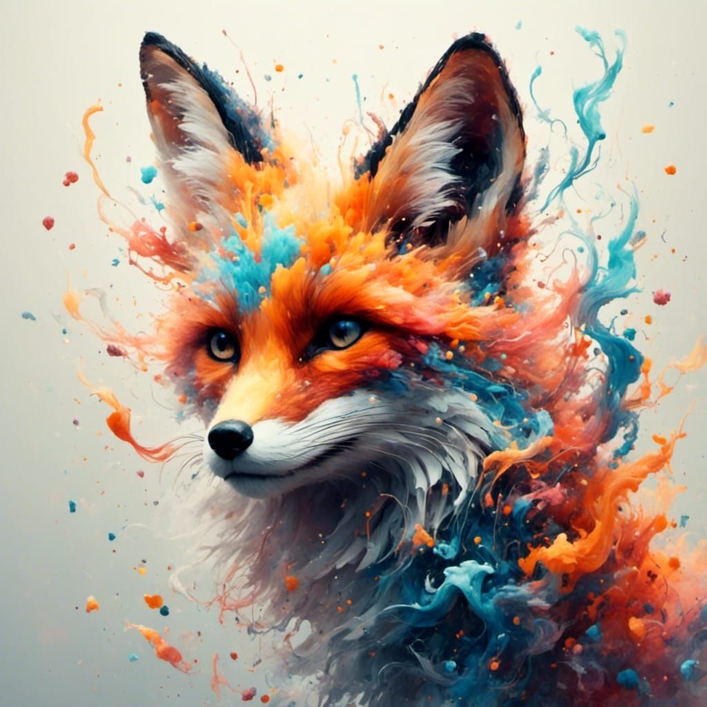 Pastel Fox in Colored Smoke
