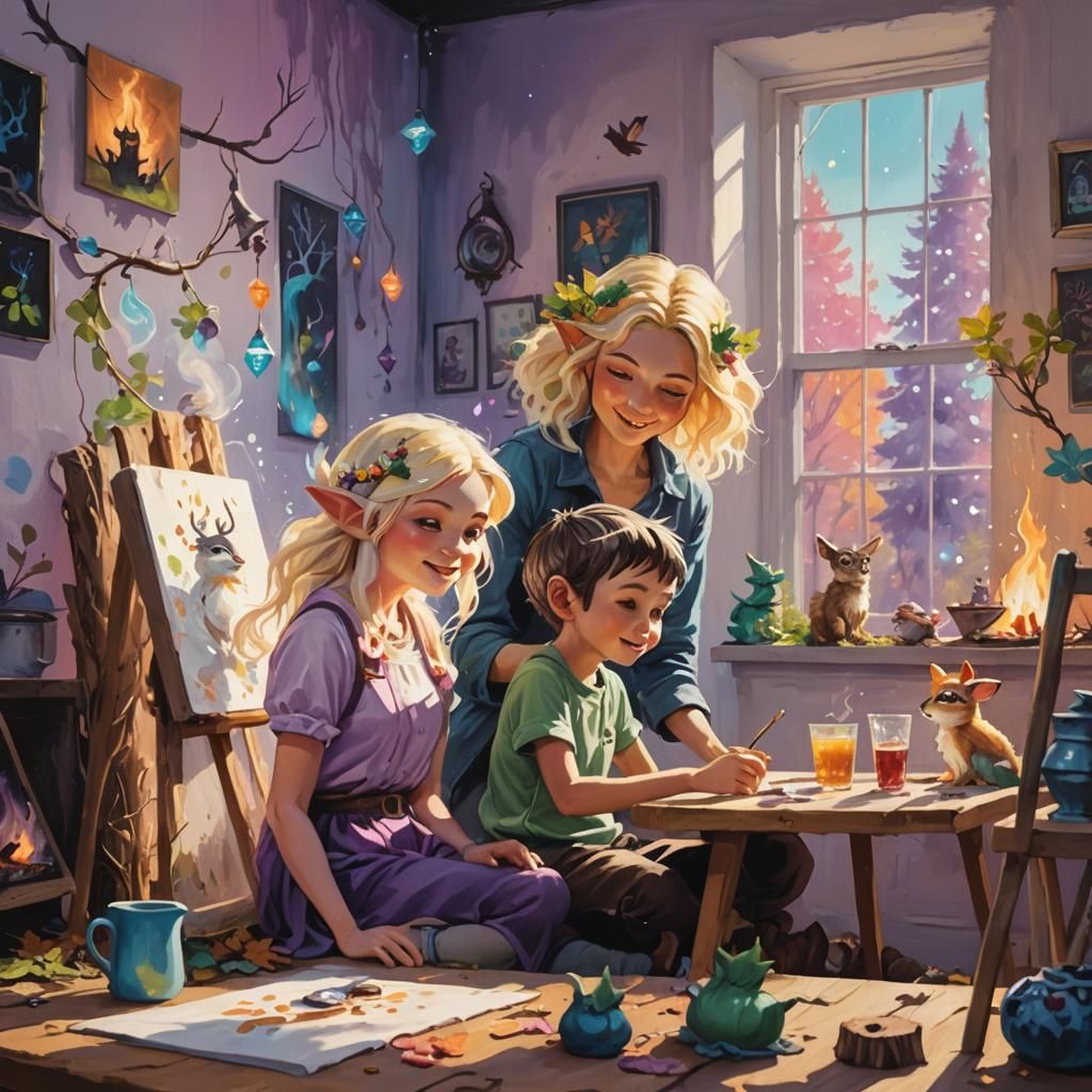 Gnomes Dancing in Mystical Forest: Whimsical Street Art