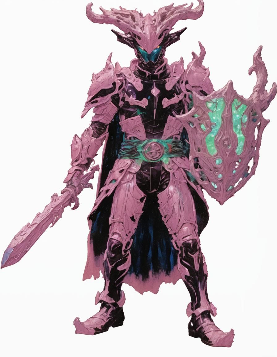 Organic Kamen Rider in Bioluminescent Oil Painting Style