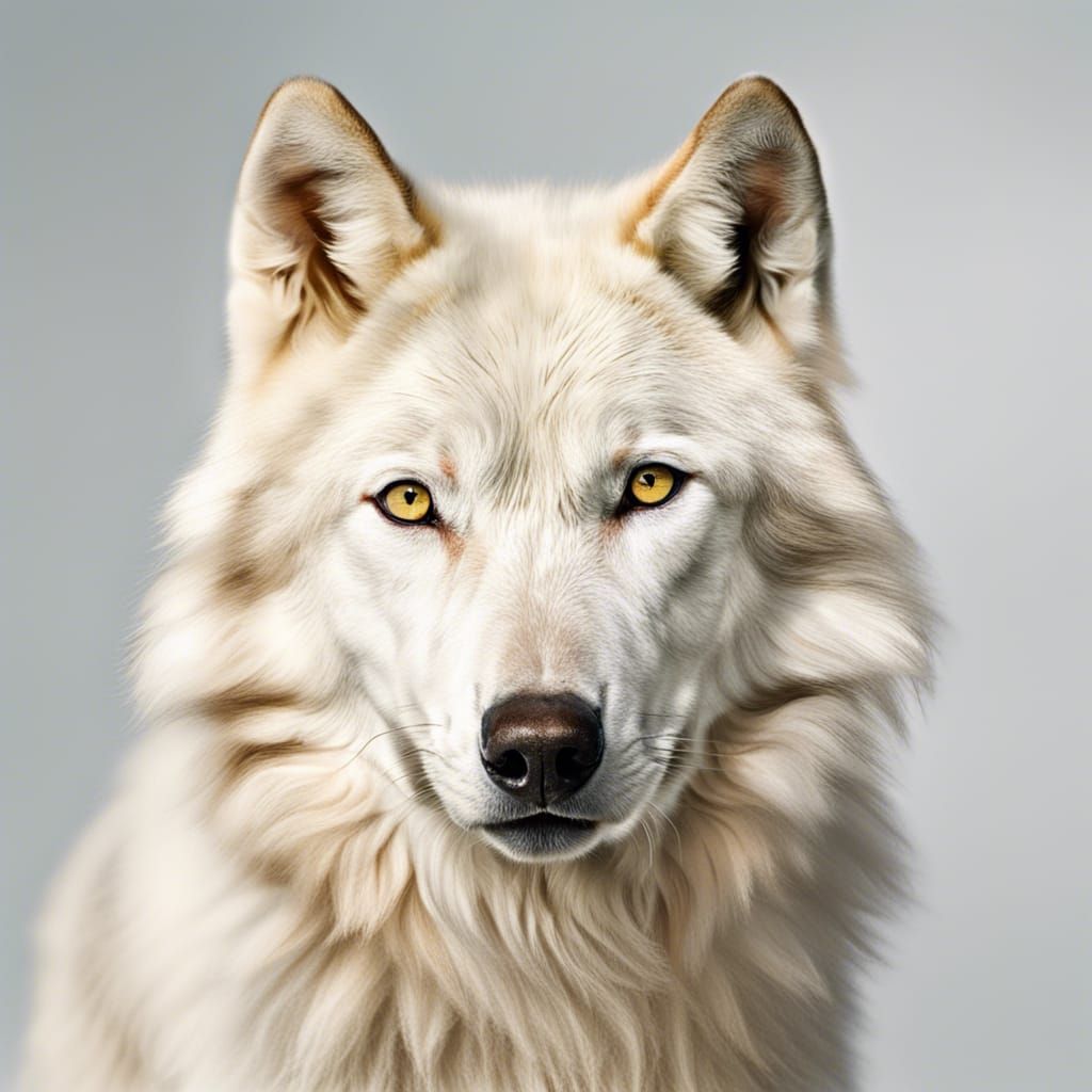 Majestic White Wolf Portrait in Studio Lighting