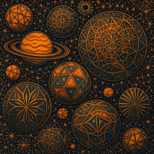 Geometric Planets Filled with Tessellation Art