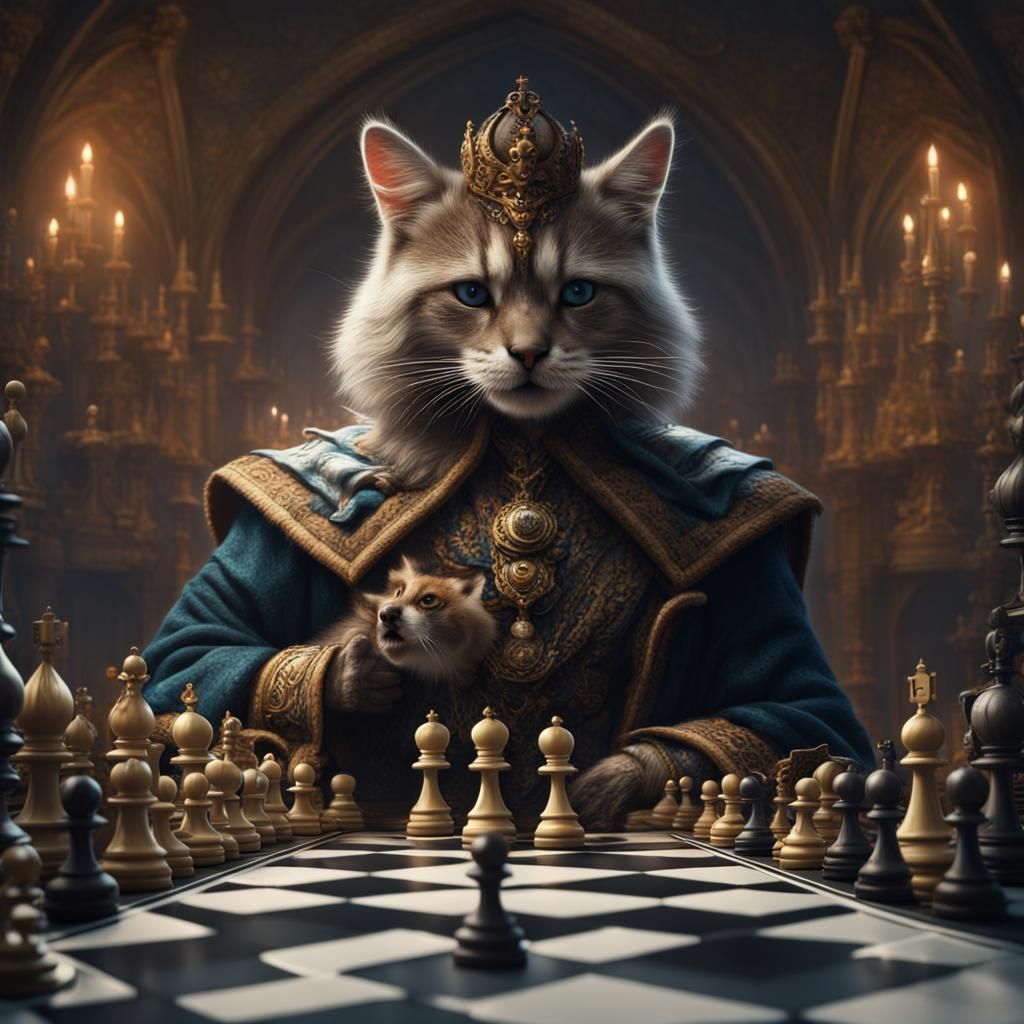 Queen Cat's Checkmate: Chessboard Drama
