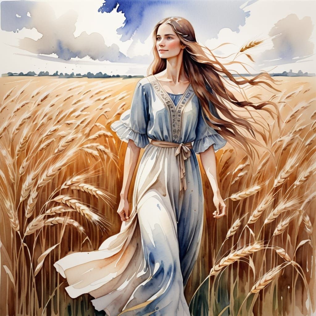 Aloof Beauty Amidst Wheat Fields