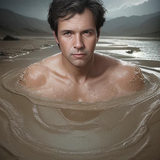Man Sinking in Quicksand: Professional Studio Portrait