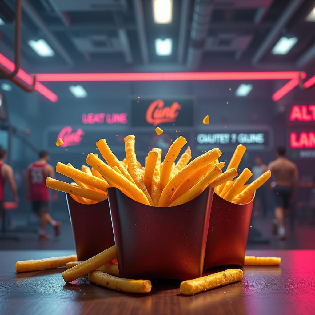 French Fries at the Gym in Fantastical Matte Painting