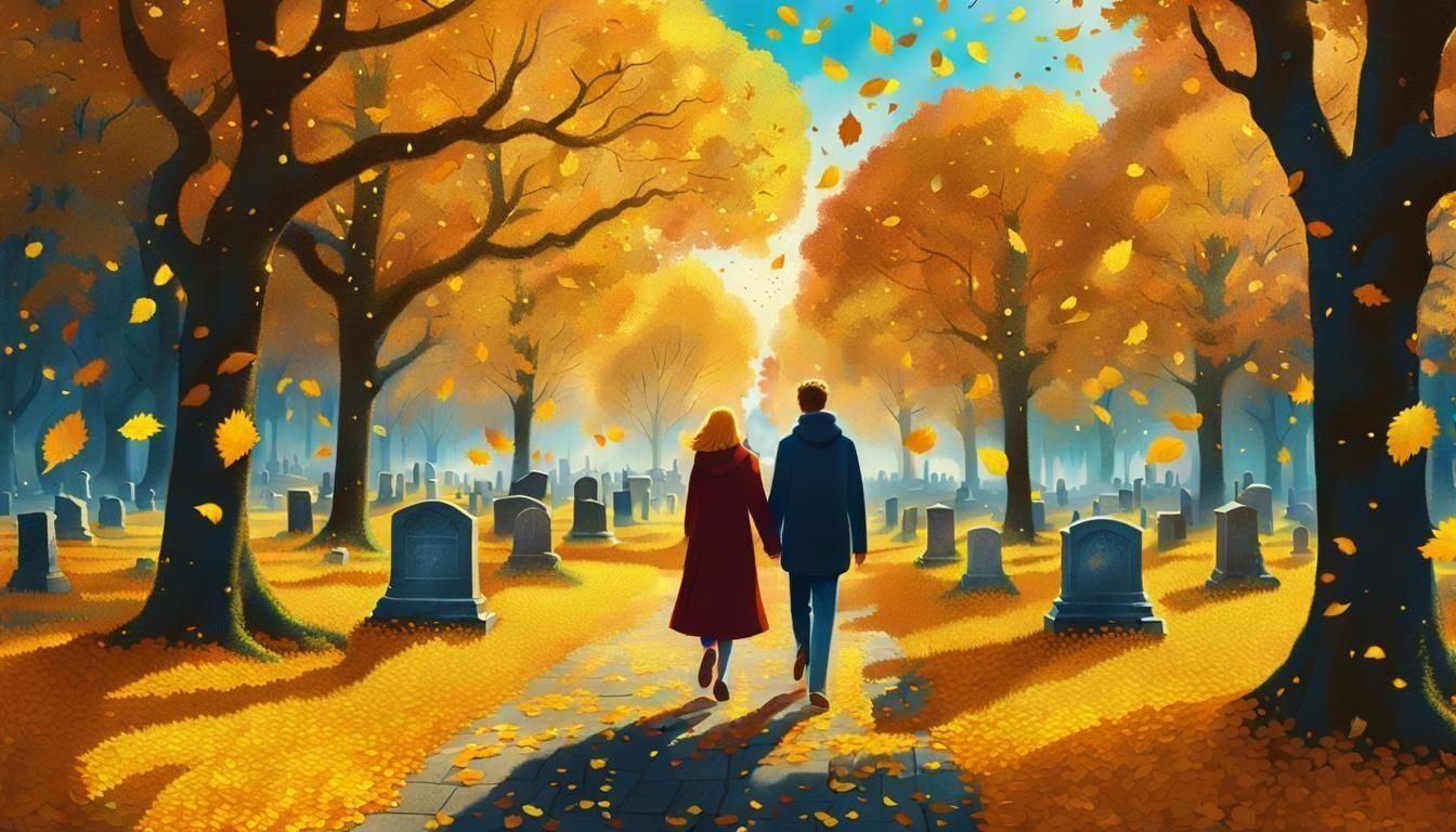 Surreal Lovers in an October Cemetery