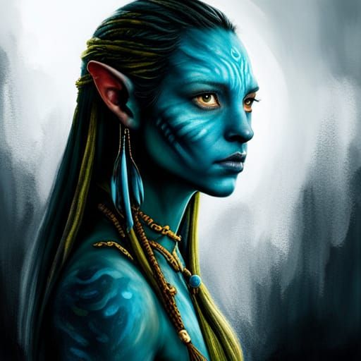 Beautiful Female Na'vi Portrait in Hyperrealistic Style
