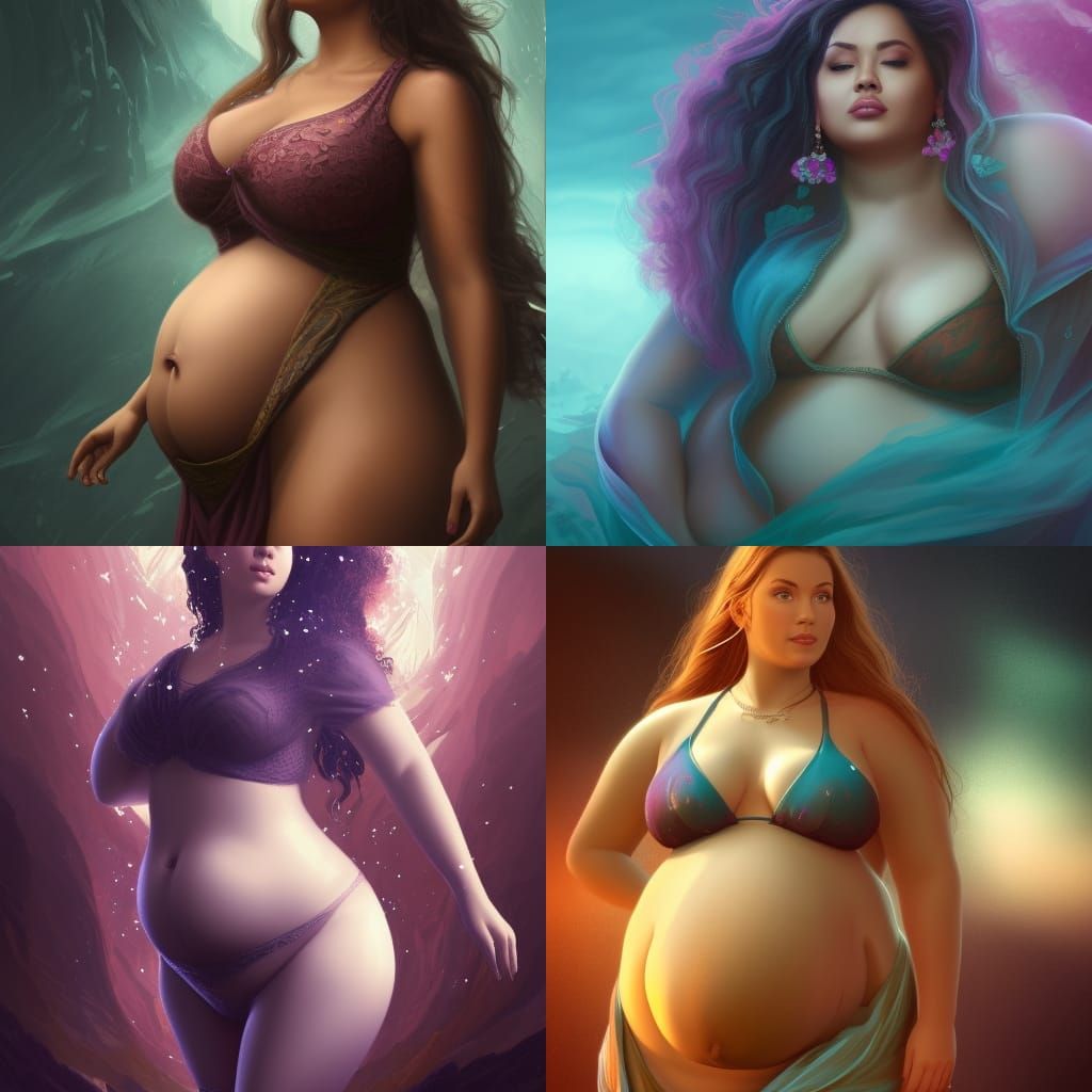 Bloating Woman: Detailed Fantasy Art Portrait