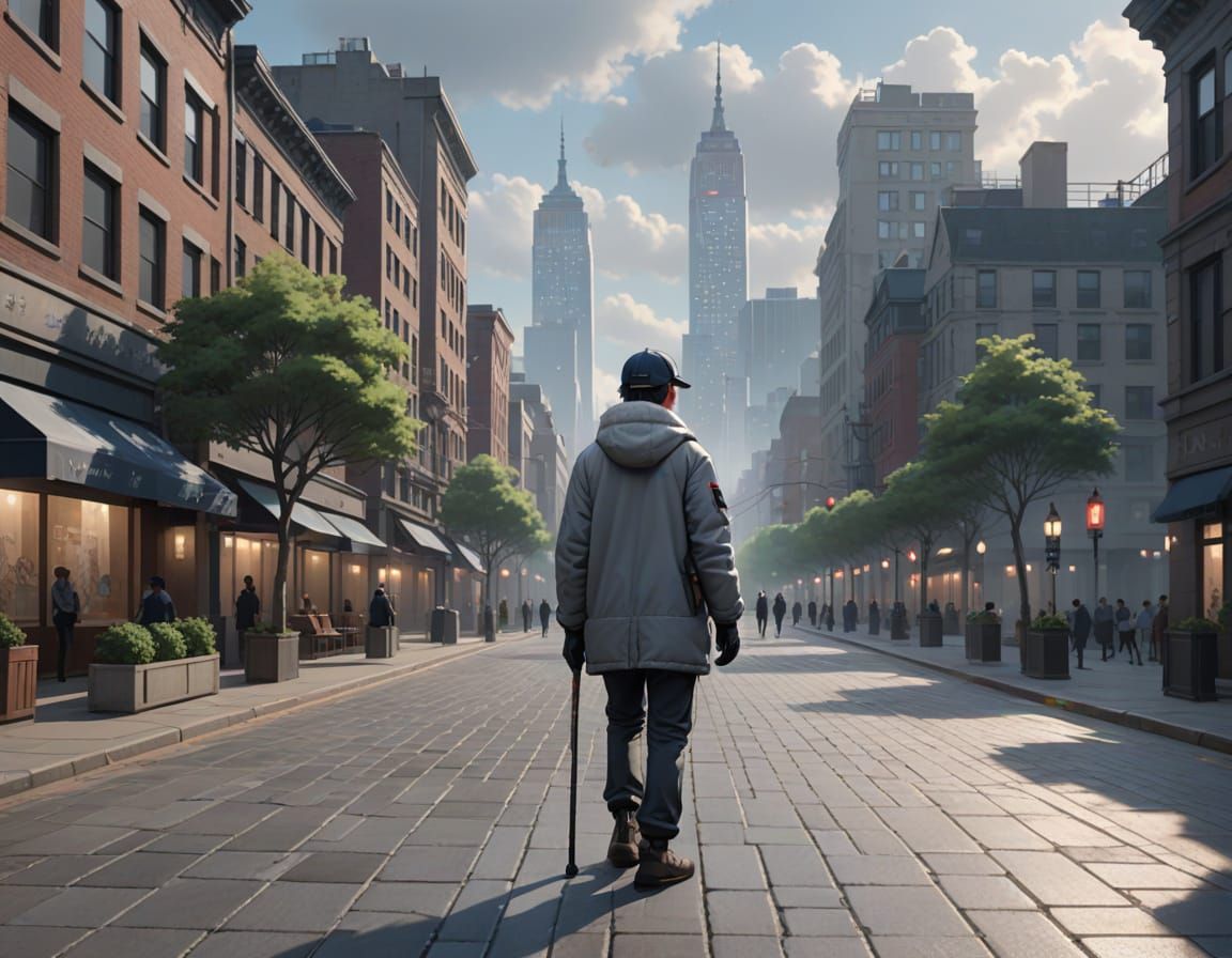 Soothing Hyper-Realistic Anime Portrait of a Gentleman in NY...