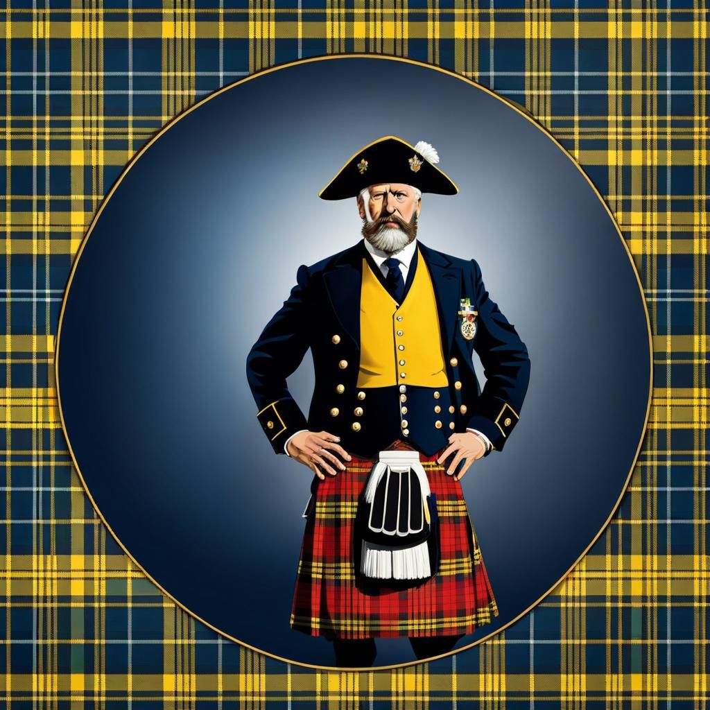 Highland Scotsman in Traditional Tartan Kilt