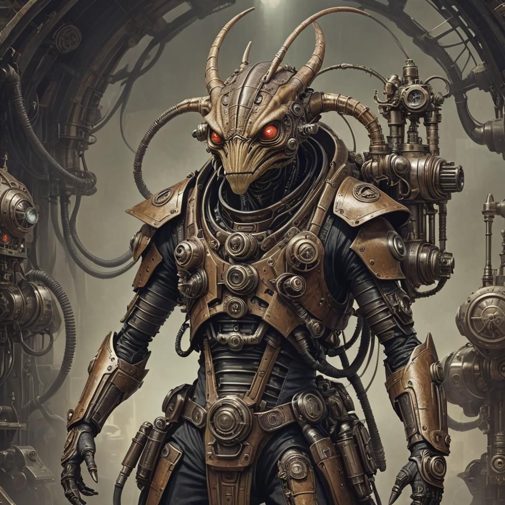 Sci-Fi Goth Alien with Steampunk Engine