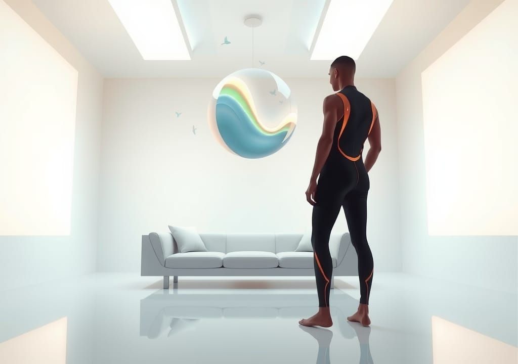 Futuristic Minimalist Interior with Floating Elements