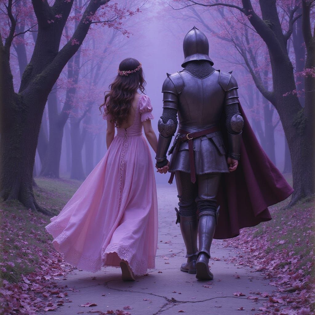 Knight and Princess in 70s Dark Fantasy Style