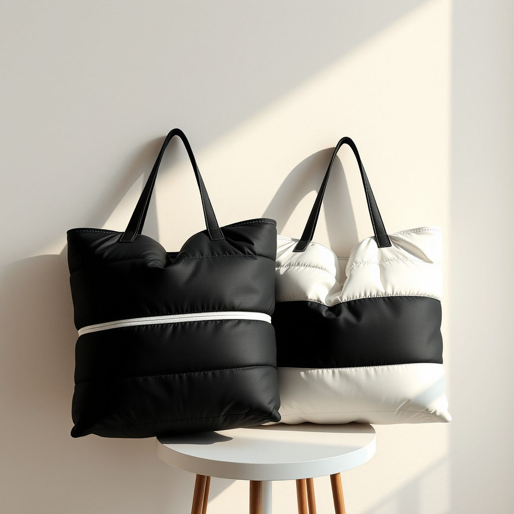 Elegant Puffer Totebags in Contrasting Colors