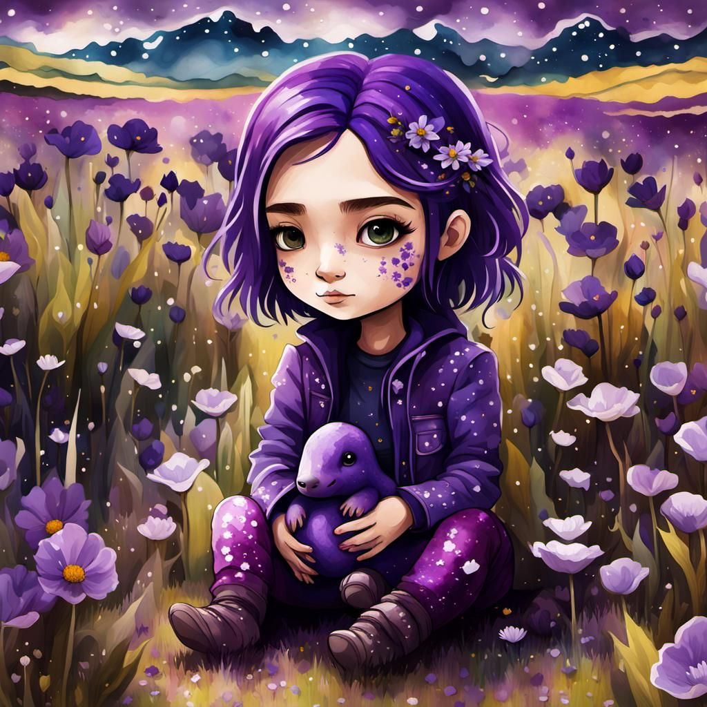 Purple Platypus in Wes Anderson Style