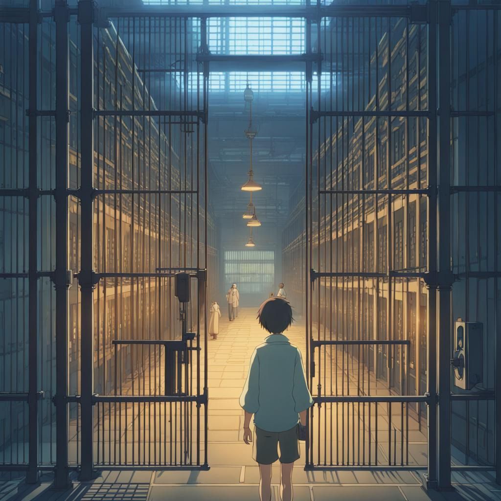 Futuristic Monster Jail in Anime Style