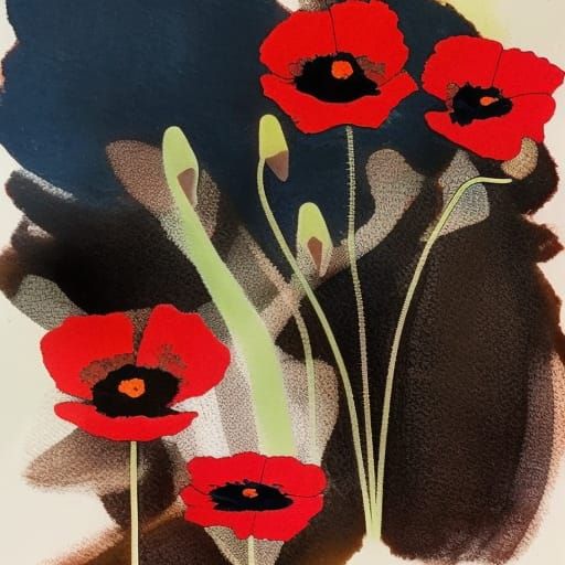 Red Poppies Shadowed: A Dye-Transfer Image