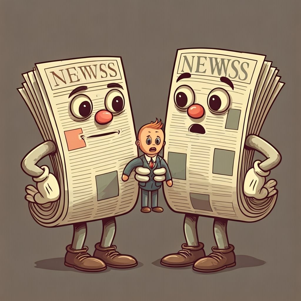 Cartoon Newspapers Holding Talking Dolls