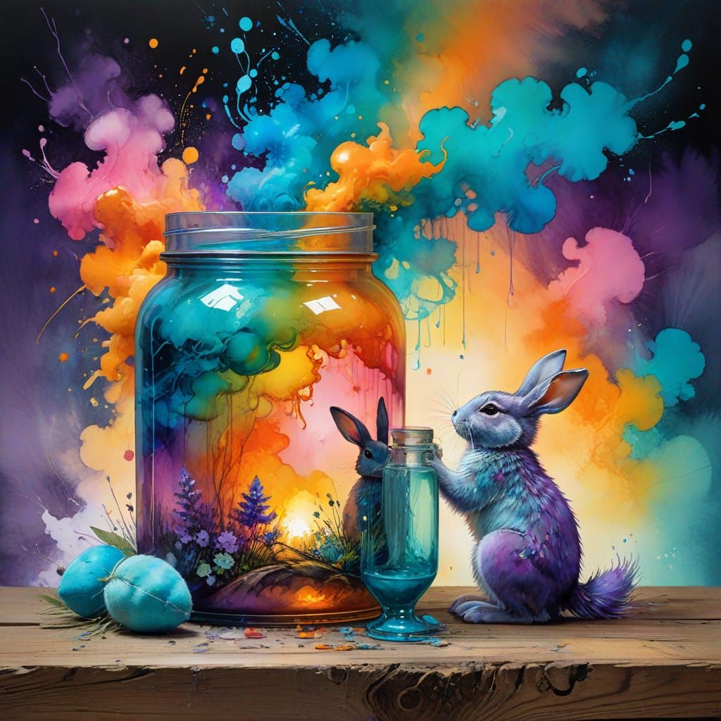 Magical Potion Jar: Alcohol Ink and Impasto Art