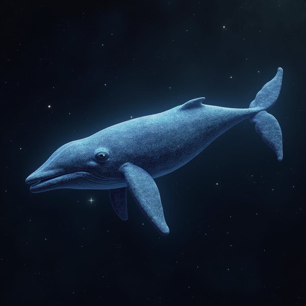 Surreal Whale Explores Cosmic Blackness in Iridescent Glory