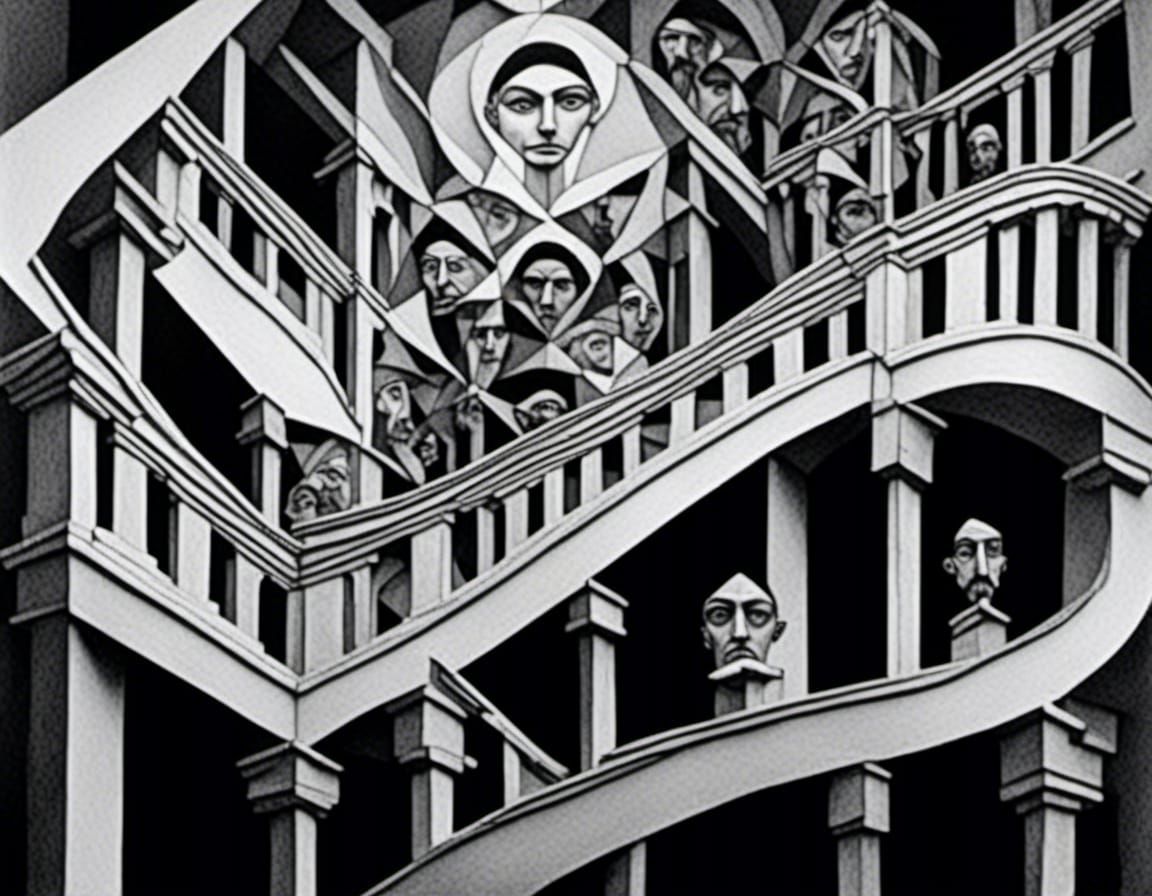 Escher and Klimt: Geometric Abstract in Black and White