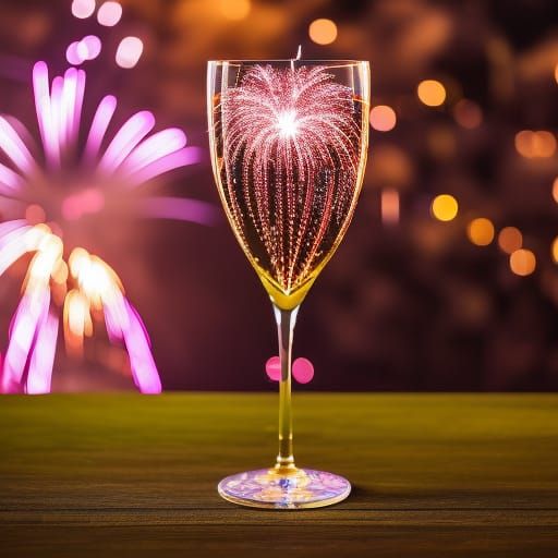 Fireworks Exploding in Champagne Glass: Photography