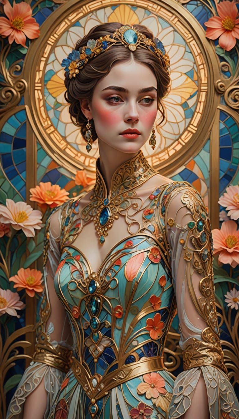 Ethereal Beauty in Art Nouveau Style