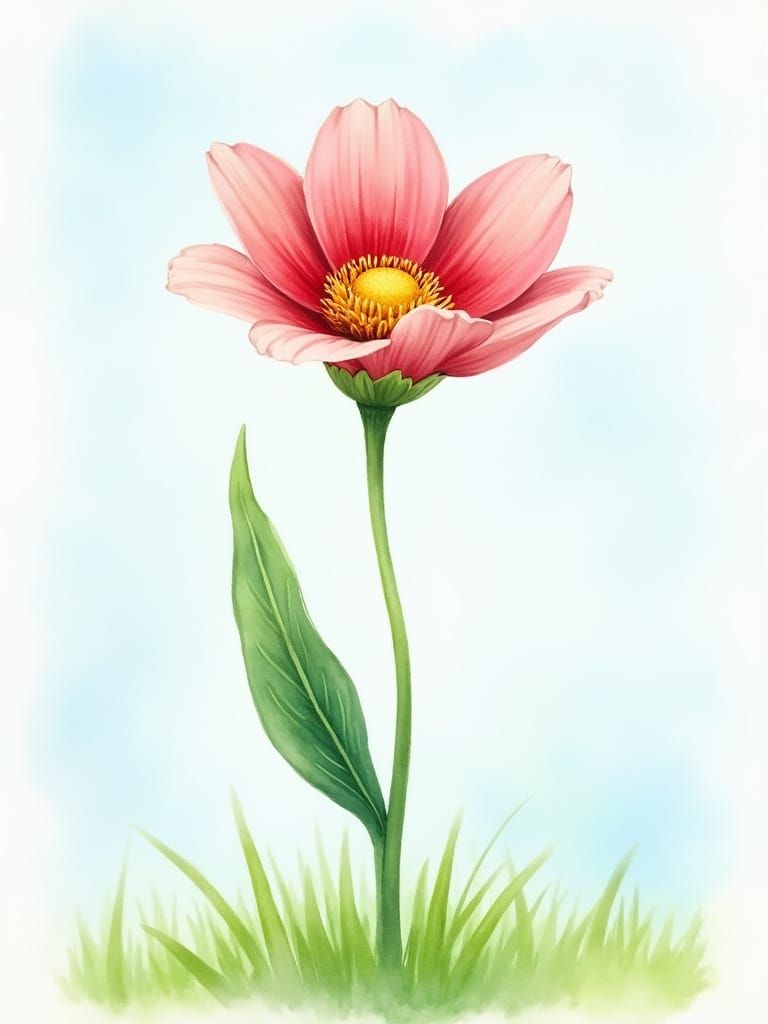 Delicate Watercolor Flower Portrait in Soft Hues