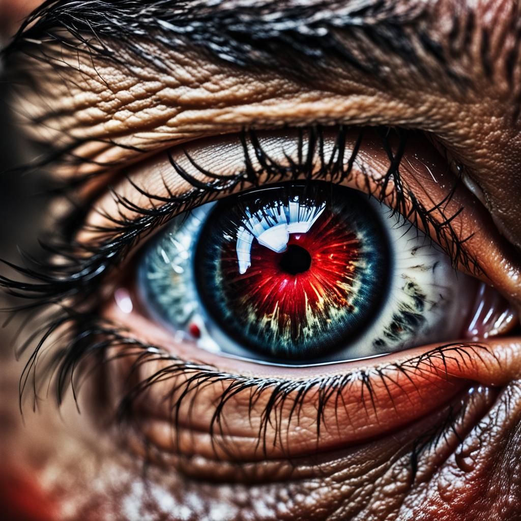 Surreal Portrait: Apple Eye in Hyperrealistic Detail