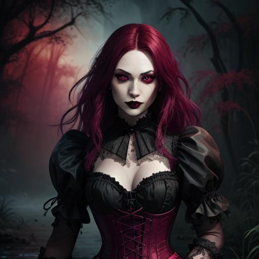 Gothic Vampire in Bayou: Hyperrealistic Splash Art
