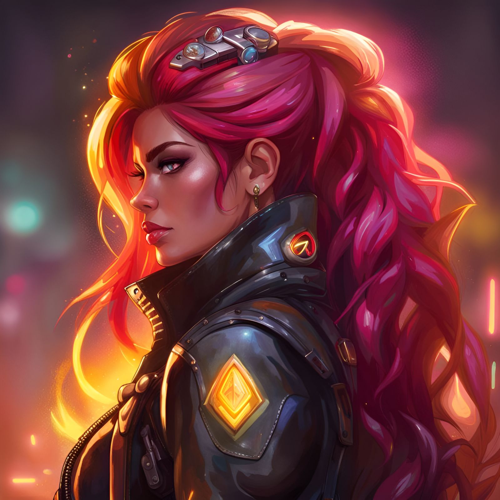 Sunset Shimmer with Handgun in Cyberpunk Style
