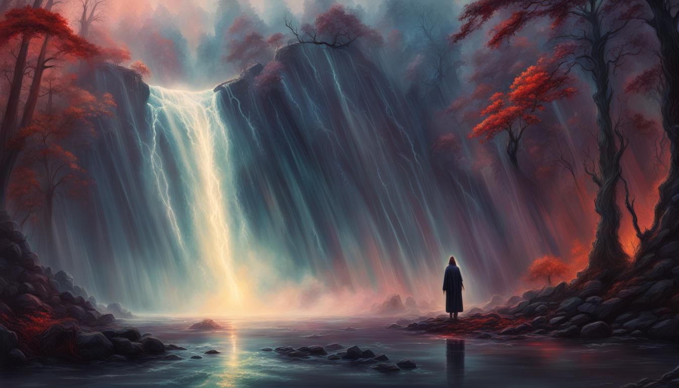 Mystic Vampire in Forest Nebula: Hyperrealistic Art