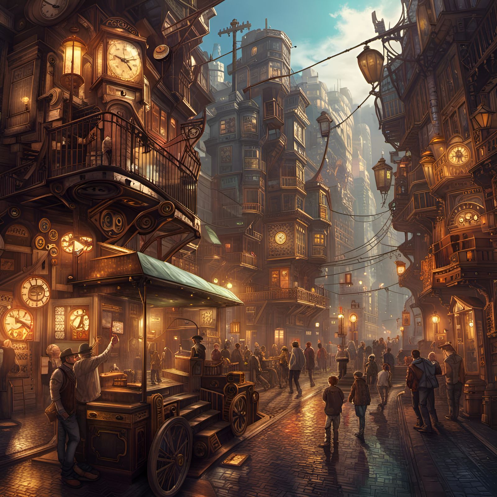 Intricate Steampunk City Concept Art