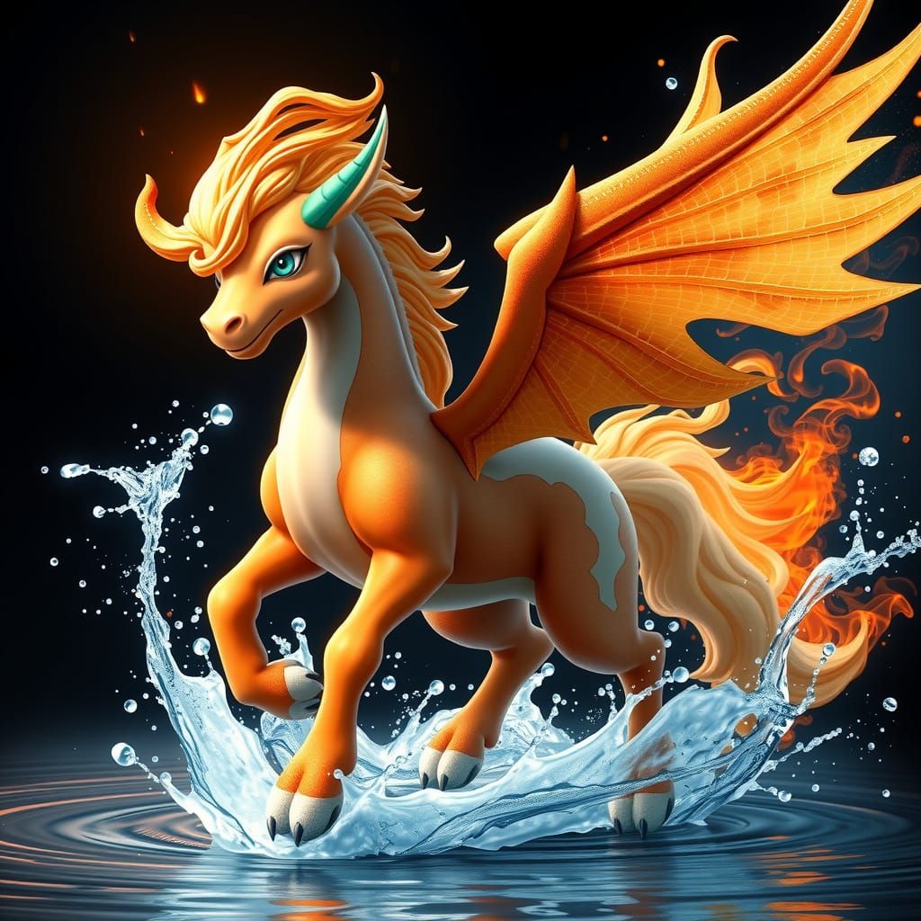 Mythical Fire Water Dragon Centaur