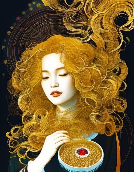 Goldilocks Portrait with Panicking Porridge Bowl