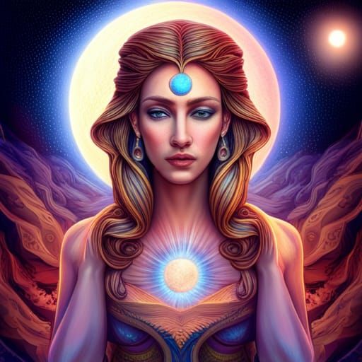 Lunar Priestess: Holographic Cosmic Beauty