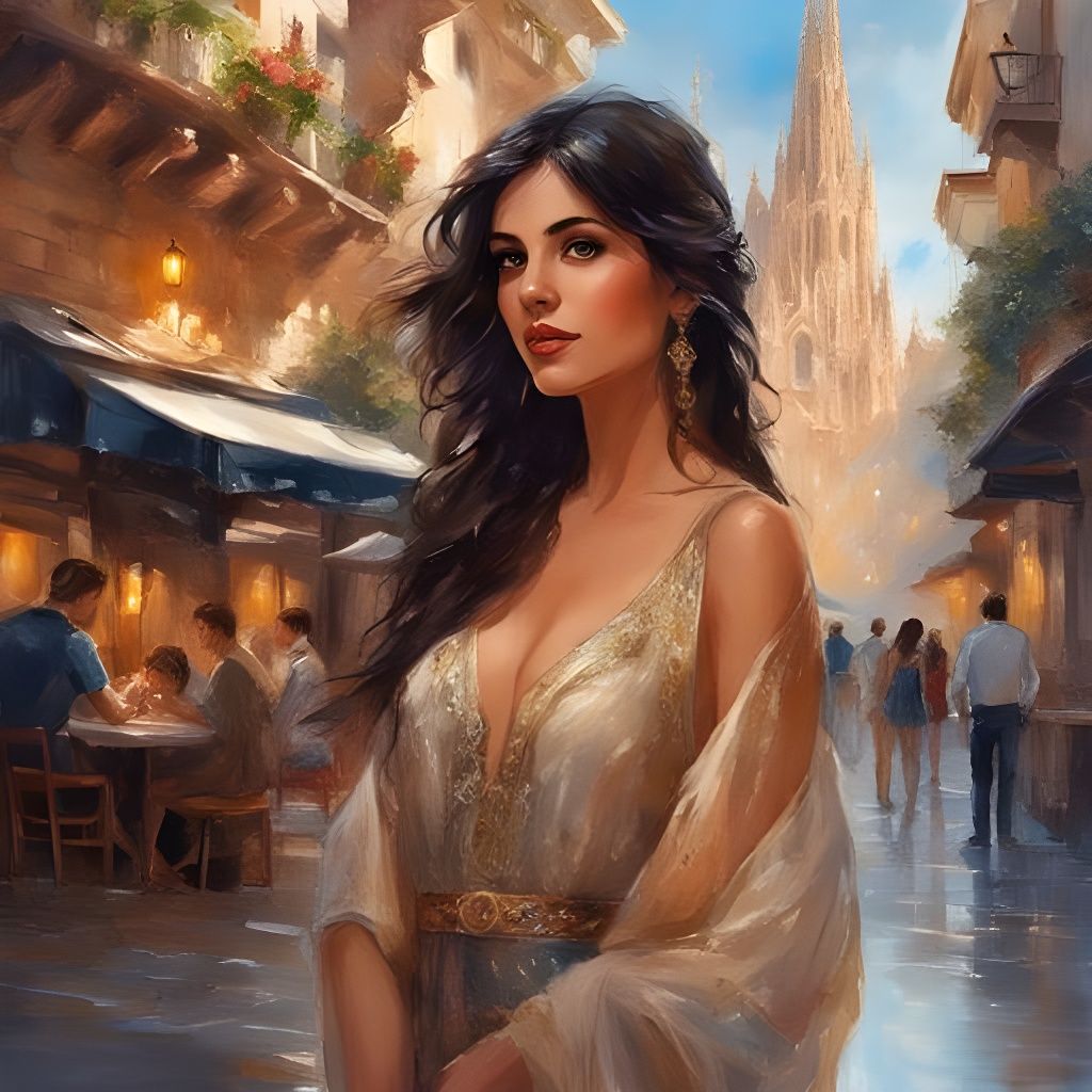 Spanish Beauty in Barcelona: Splash Art Portrait