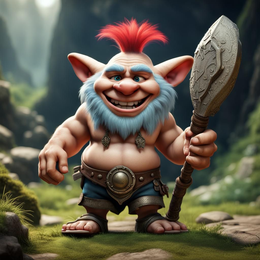 Hyperrealistic Obelix as a Cute Troll