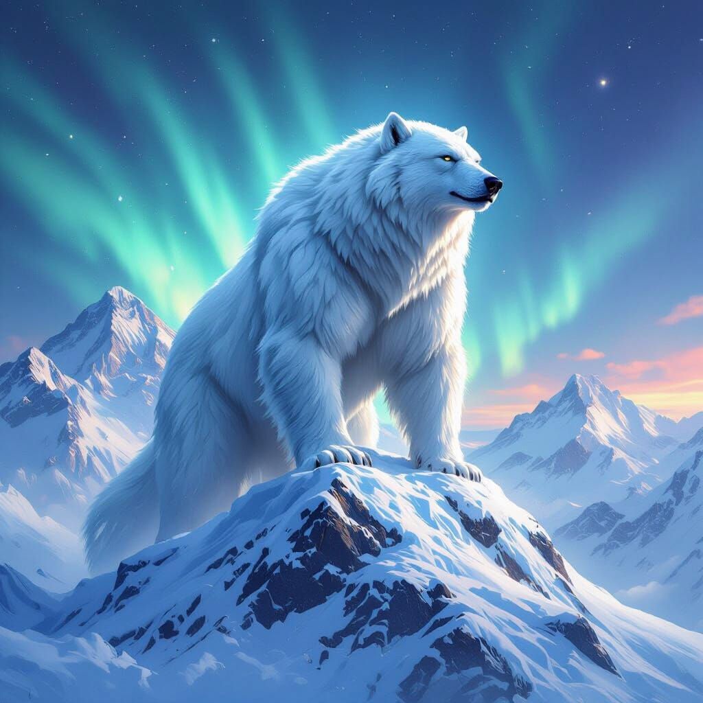 Ice Wolf Bear Hybrid Summiting Mount Everest
