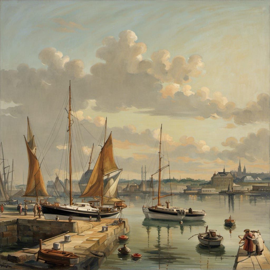 Modern Motor Yacht in Harbor, Photorealistic Style