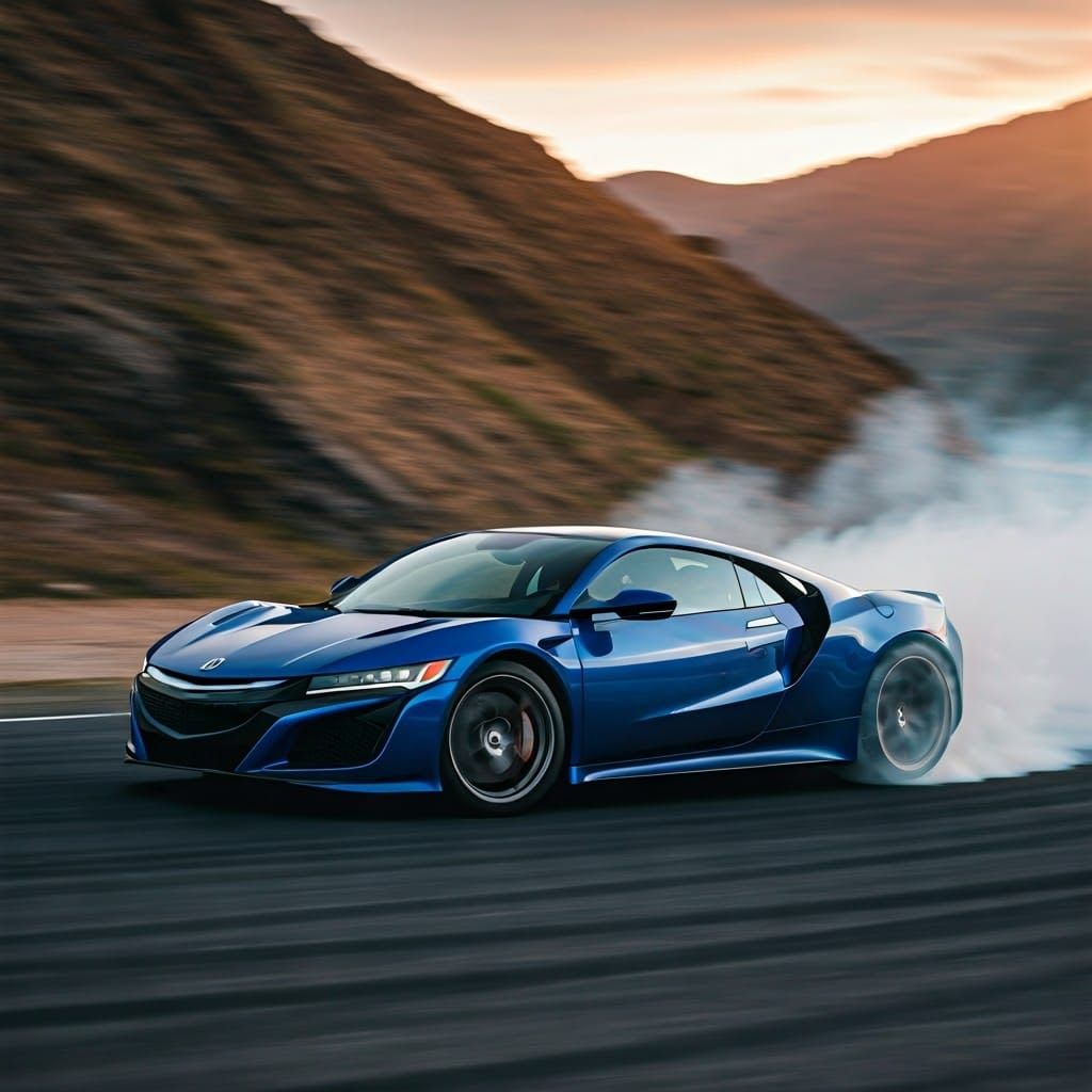 Blue Honda NSX Drifting on Mountain Road