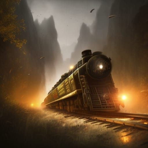 Epic Night Train in 3D Game Cinematic Style