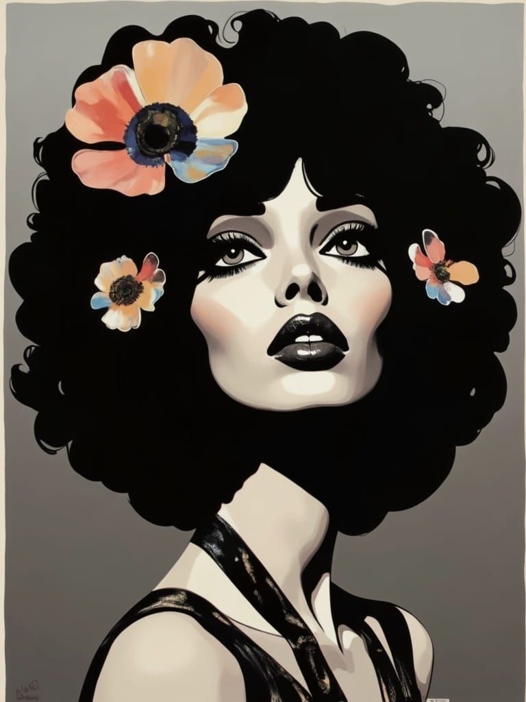 Diana Ross Portrait in Bohemian Pop Art Style