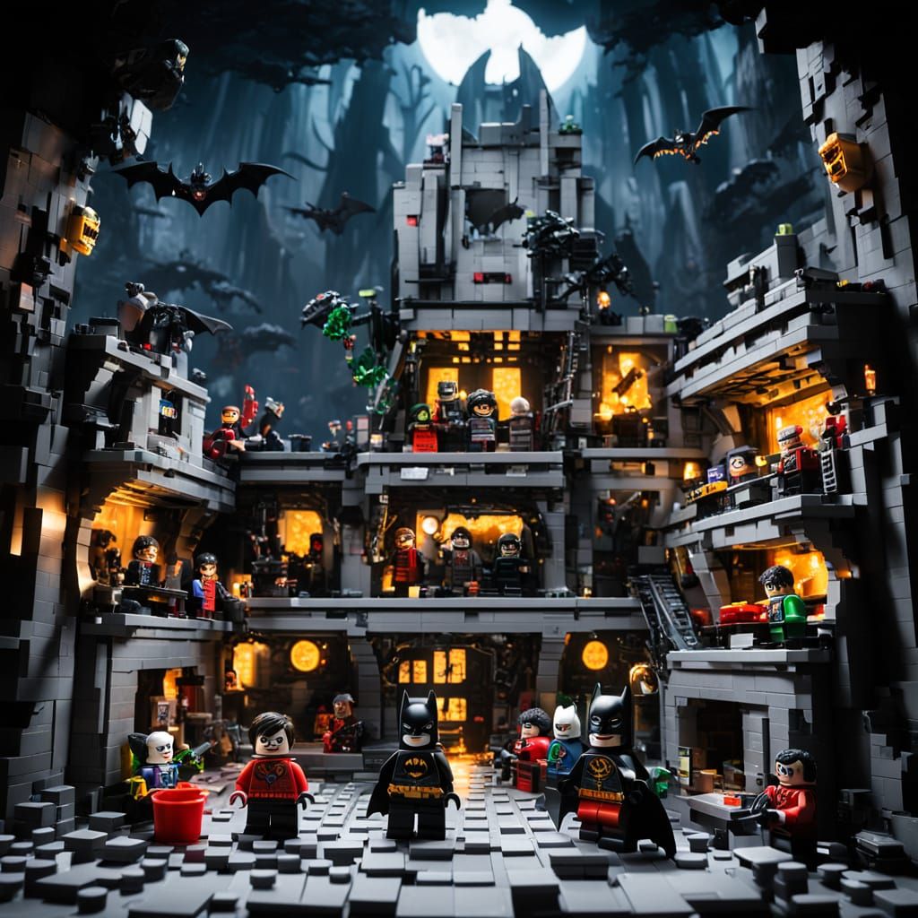 Lego Villains Plot Robin's Demise in Batcave with Batman