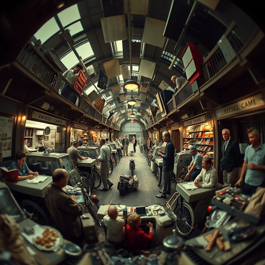 1950s Life Spiral: Photo-Realistic Nostalgic Scene